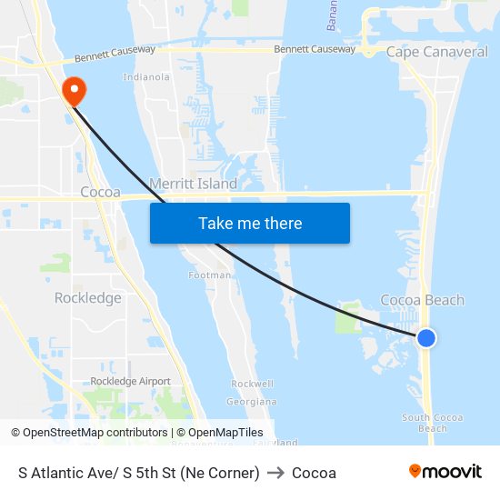 S Atlantic Ave/ S 5th St (Ne Corner) to Cocoa map