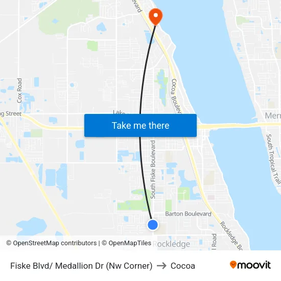 Fiske Blvd/ Medallion Dr (Nw Corner) to Cocoa map