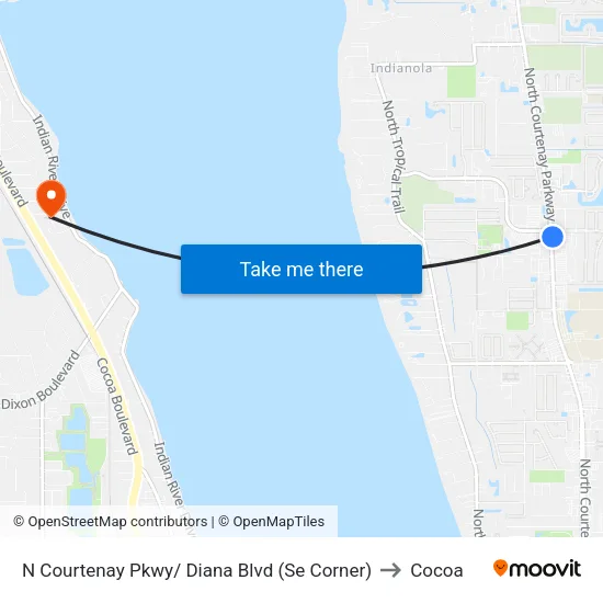 N Courtenay Pkwy/ Diana Blvd (Se Corner) to Cocoa map