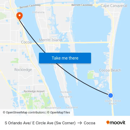 S Orlando Ave/ E Circle Ave (Sw Corner) to Cocoa map