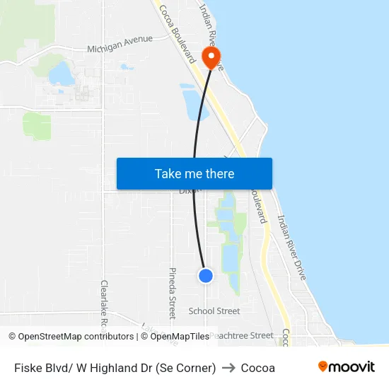 Fiske Blvd/ W Highland Dr (Se Corner) to Cocoa map