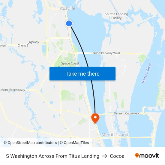 S Washington Across From Titus Landing to Cocoa map
