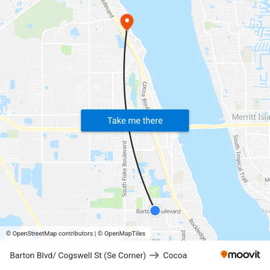 Barton Blvd/ Cogswell St (Se Corner) to Cocoa map
