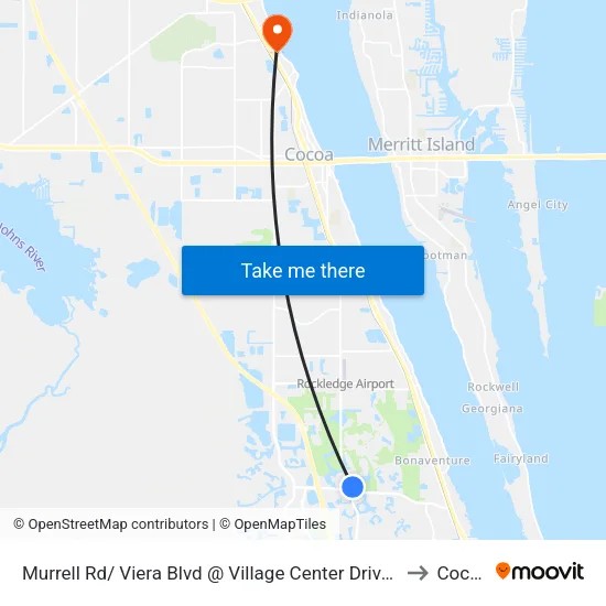 Murrell Rd/ Viera Blvd @ Village Center Driveway to Cocoa map