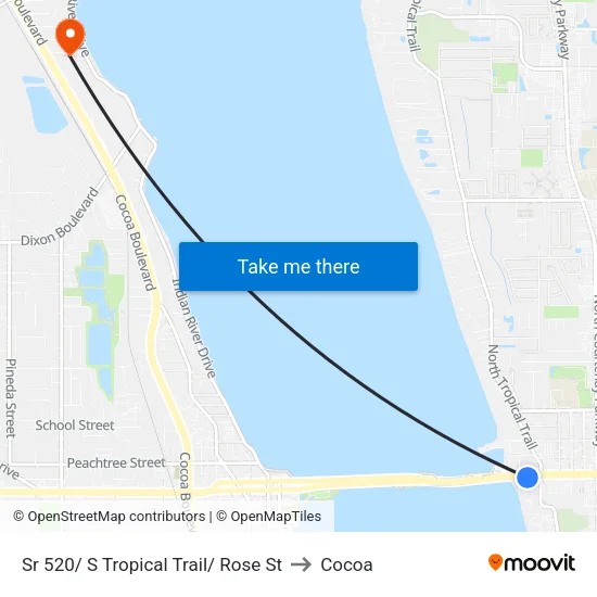 Sr 520/ S Tropical Trail/ Rose St to Cocoa map