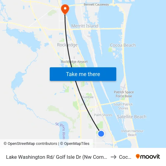 Lake Washington Rd/ Golf Isle Dr (Nw Corner) to Cocoa map