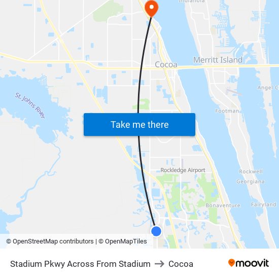 Stadium Pkwy Across From Stadium to Cocoa map