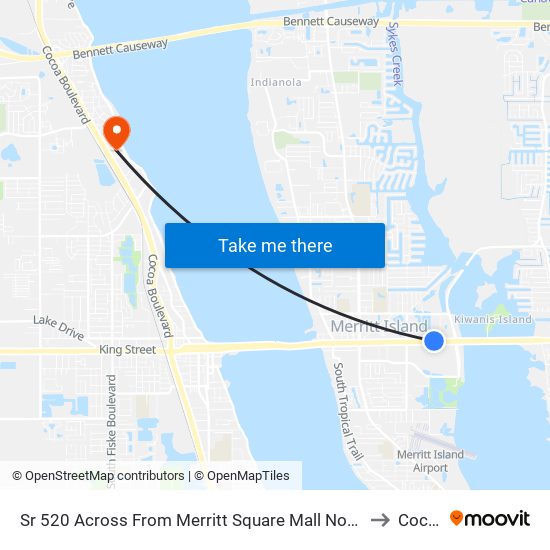 Sr 520 Across From Merritt Square Mall Northside to Cocoa map