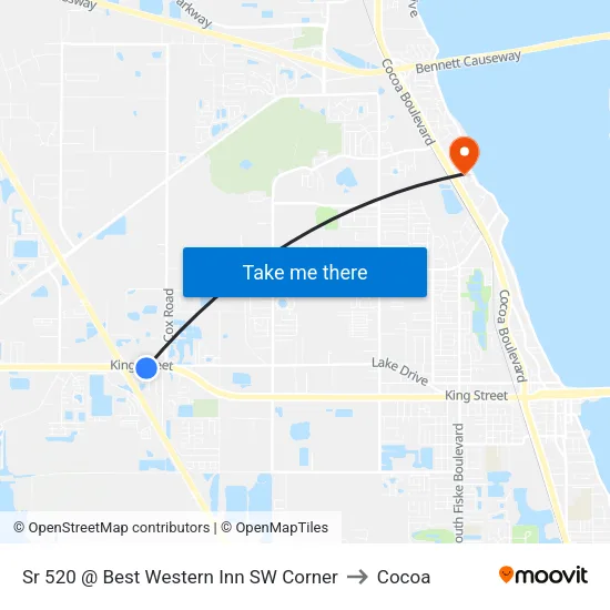 Sr 520 @ Best Western Inn SW Corner to Cocoa map