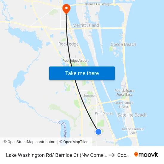 Lake Washington Rd/ Bernice Ct (Nw Corner) to Cocoa map