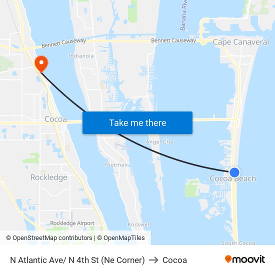 N Atlantic Ave/ N 4th St (Ne Corner) to Cocoa map