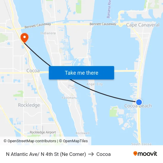 N Atlantic Ave/ N 4th St (Ne Corner) to Cocoa map