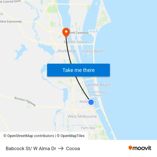 Babcock St/ W Alma Dr to Cocoa map
