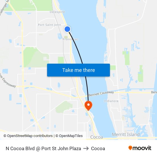 N Cocoa Blvd @ Port St John Plaza to Cocoa map
