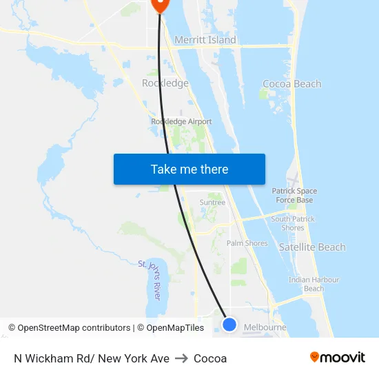 N Wickham Rd/ New York Ave to Cocoa map