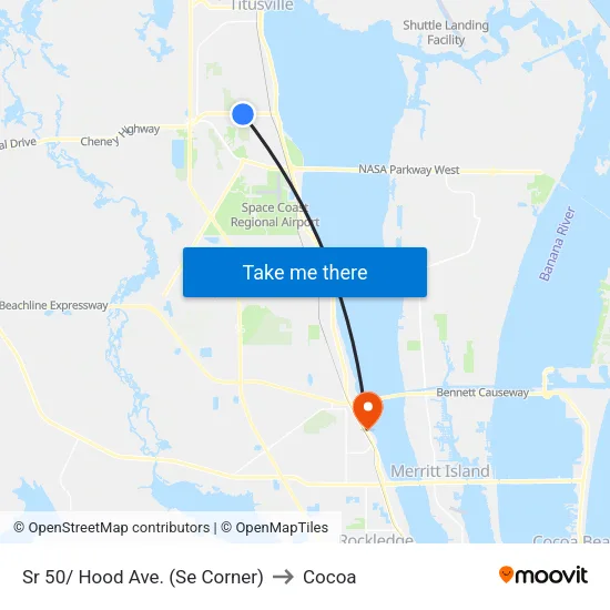 Sr 50/ Hood Ave. (Se Corner) to Cocoa map