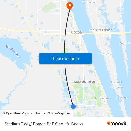 Stadium Pkwy/ Porada Dr E Side to Cocoa map