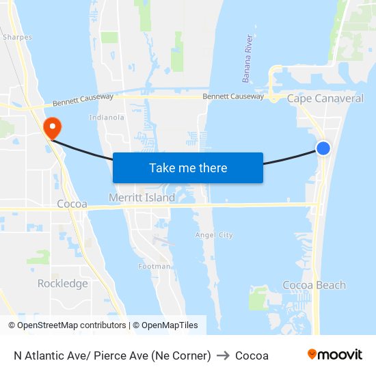 N Atlantic Ave/ Pierce Ave (Ne Corner) to Cocoa map