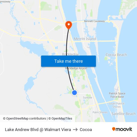 Lake Andrew Blvd @ Walmart Viera to Cocoa map
