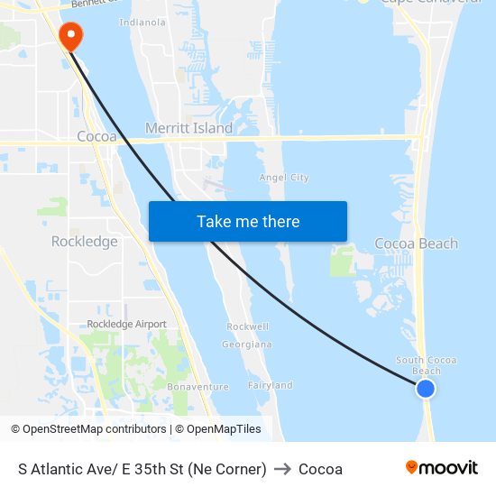 S Atlantic Ave/ E 35th St (Ne Corner) to Cocoa map