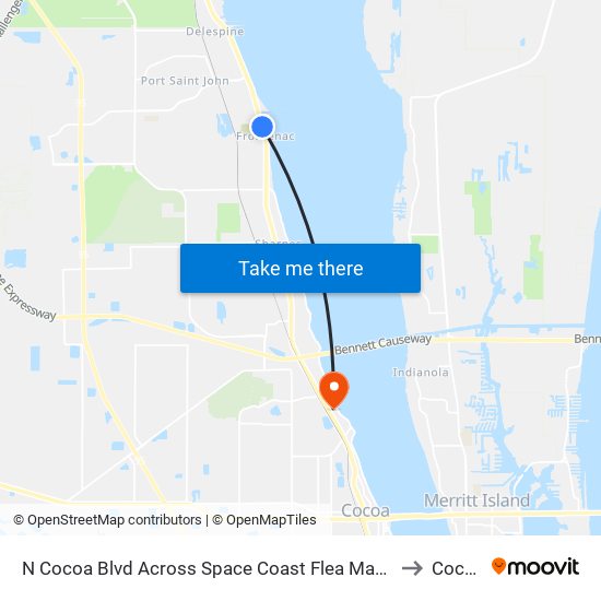 N Cocoa Blvd Across Space Coast Flea Market to Cocoa map