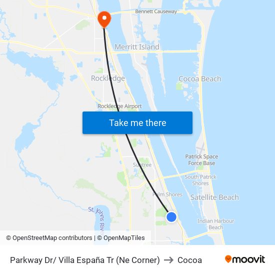 Parkway Dr/ Villa España Tr (Ne Corner) to Cocoa map