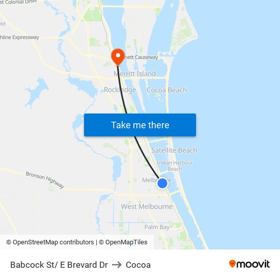 Babcock St/ E Brevard Dr to Cocoa map