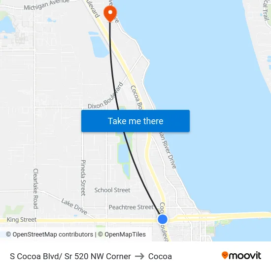 S Cocoa Blvd/ Sr 520 NW Corner to Cocoa map