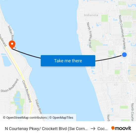 N Courtenay Pkwy/ Crockett Blvd (Sw Corner) to Cocoa map