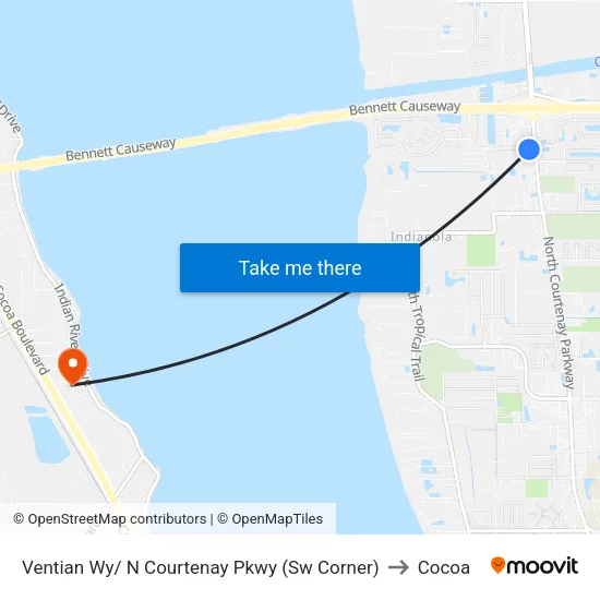 Ventian Wy/ N Courtenay Pkwy (Sw Corner) to Cocoa map