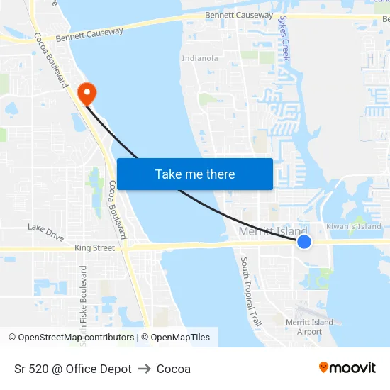 Sr 520 @ Office Depot to Cocoa map