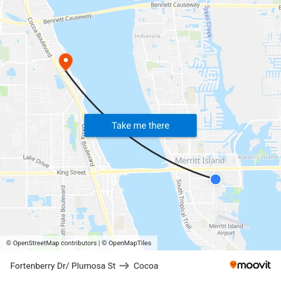 Fortenberry Dr/ Plumosa St to Cocoa map
