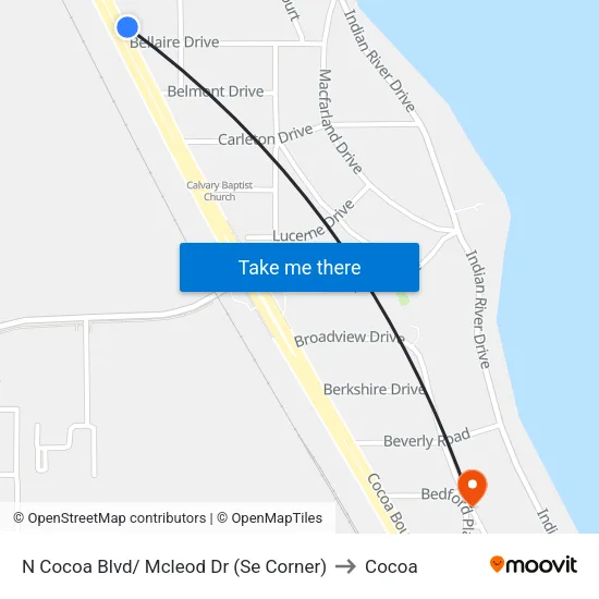 N Cocoa Blvd/ Mcleod Dr (Se Corner) to Cocoa map
