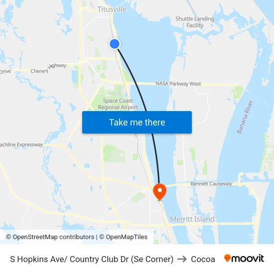S Hopkins Ave/ Country Club Dr (Se Corner) to Cocoa map
