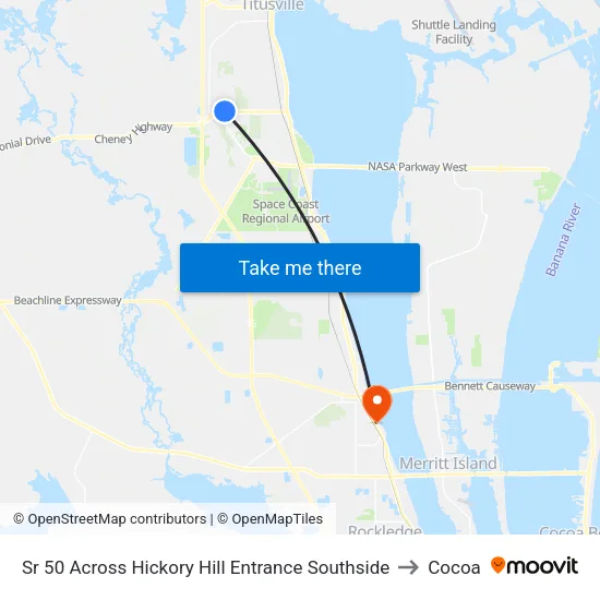 Sr 50 Across Hickory Hill Entrance Southside to Cocoa map
