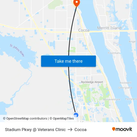 Stadium Pkwy @ Veterans Clinic to Cocoa map