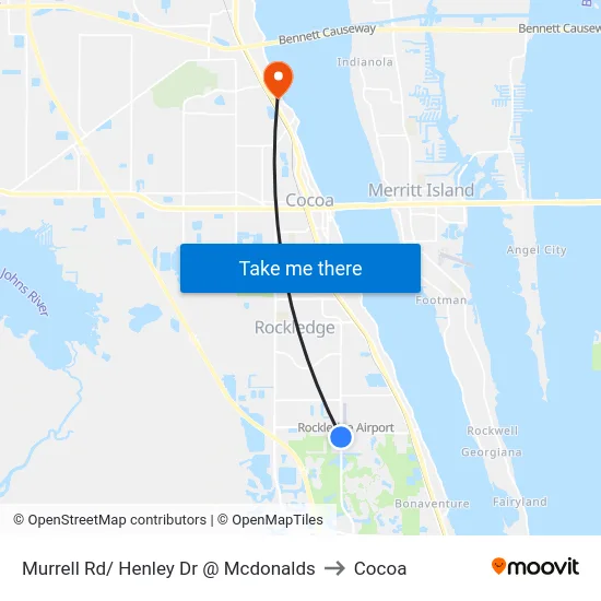 Murrell Rd/ Henley Dr @ Mcdonalds to Cocoa map