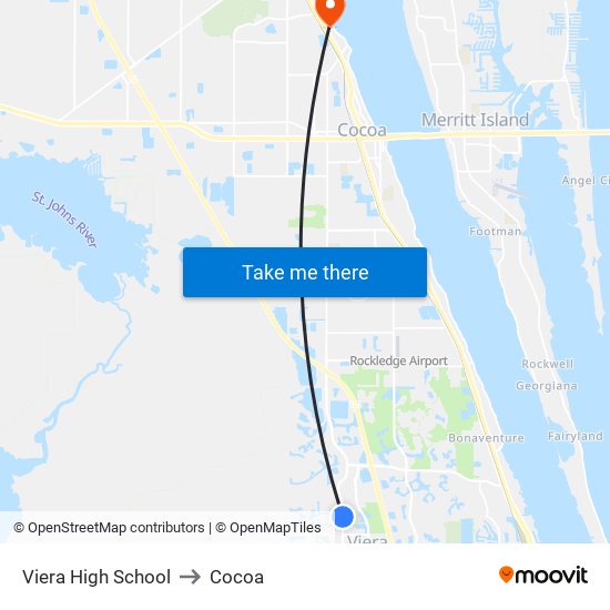 Viera High School to Cocoa map