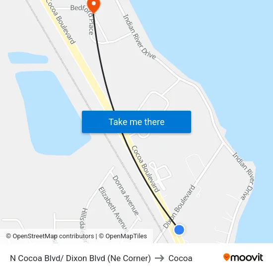 N Cocoa Blvd/ Dixon Blvd (Ne Corner) to Cocoa map