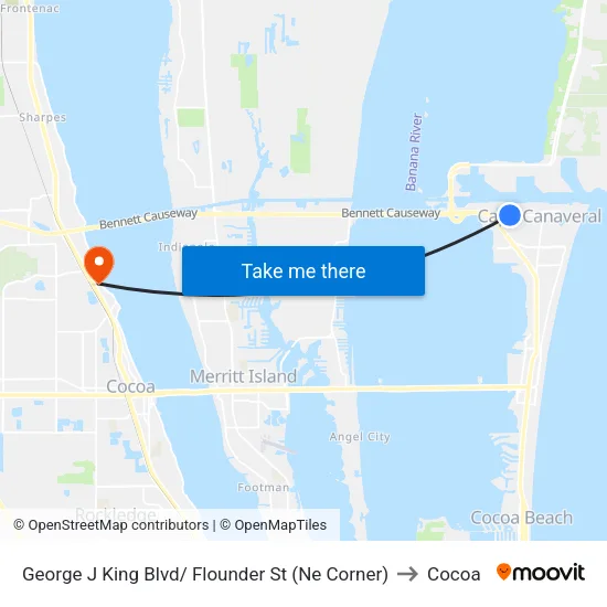 George J King Blvd/ Flounder St (Ne Corner) to Cocoa map