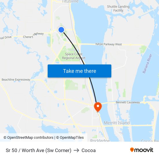 Sr 50 / Worth Ave (Sw Corner) to Cocoa map