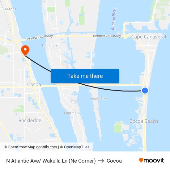 N Atlantic Ave/ Wakulla Ln (Ne Corner) to Cocoa map