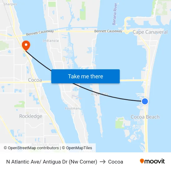 N Atlantic Ave/ Antigua Dr (Nw Corner) to Cocoa map