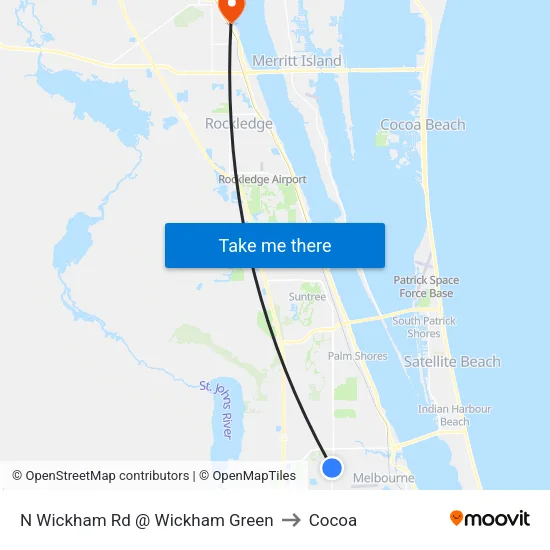 N Wickham Rd @ Wickham Green to Cocoa map