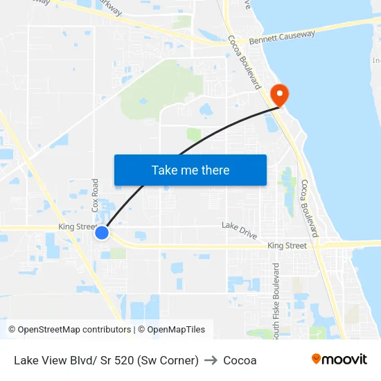 Lake View Blvd/ Sr 520 (Sw Corner) to Cocoa map