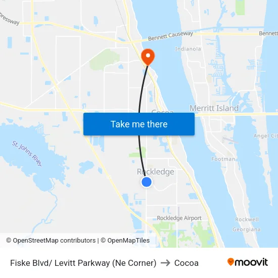 Fiske Blvd/ Levitt Parkway (Ne Corner) to Cocoa map