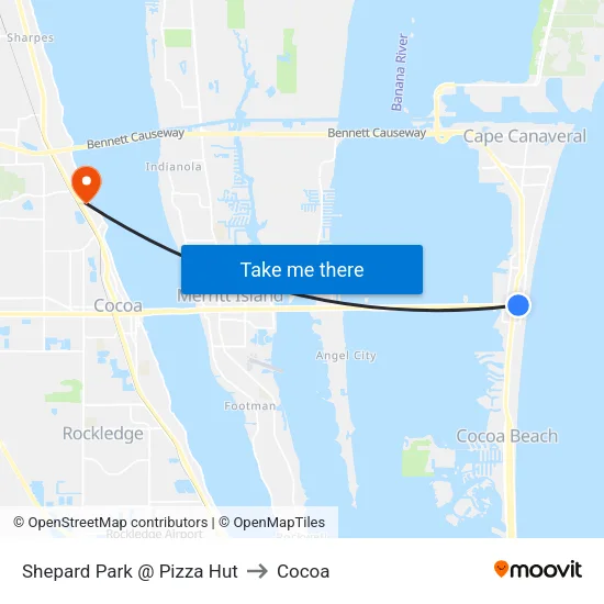 Shepard Park @ Pizza Hut to Cocoa map