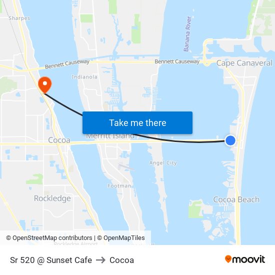 Sr 520 @ Sunset Cafe to Cocoa map