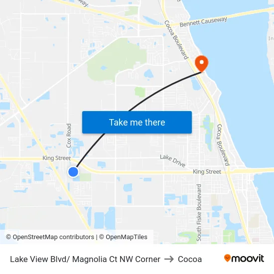 Lake View Blvd/ Magnolia Ct NW Corner to Cocoa map