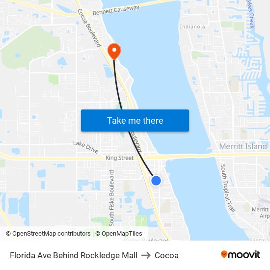 Florida Ave Behind Rockledge Mall to Cocoa map